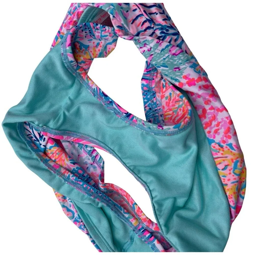 Lilly Pulitzer SPLASH DANCE LAGOON SARONG HIPSTER Swimsuit Bikini Bottom Size 2‎